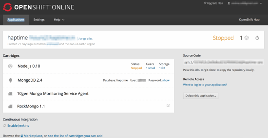 the control panel of your app