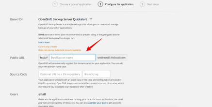 Create new openshift backup server application